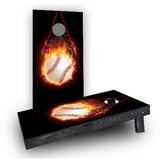 Custom Cornhole Boards Baseball Cornhole Game Set 4.0 H x 24.0 W x 48.0 D in black/brownManufactured Wood | 4" H X 24" W X 48" D | Wayfair