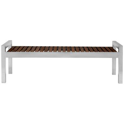 Commercial Zone 725453 Skyline Series 5' Espresso Wood and Stainless Steel Indoor / Outdoor Bench