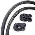 Schwalbe Lugano 700c x 25 Road Racing Bike Tyres and Tubes (with Puncture Protection) - Black x 2