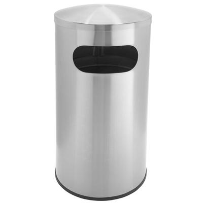 Commercial Zone 780329 Precision 15 Gallon Allure Stainless Steel Round Trash Can with Oval Side Opening