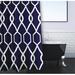 e by design Charleston Geometric Print Single Shower Curtain Polyester in Blue/Black | 74 H x 71 W in | Wayfair SCGN235BL1