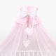 Luxury Baby Cot Bed Canopy/Mosquito Net 375cm + Floor Stand Holder/Rod - Heart (Heart Plain Pink)