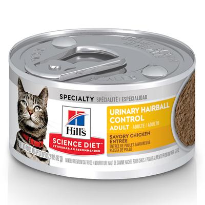 Hill's Science Diet Adult Urinary & Hairball Control Savory Chicken Entree Canned Wet Cat Food, 2.9 oz.