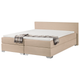 Boxspringbett Polsterbezug Leinenoptik Beige 180 x 200 cm Glamour