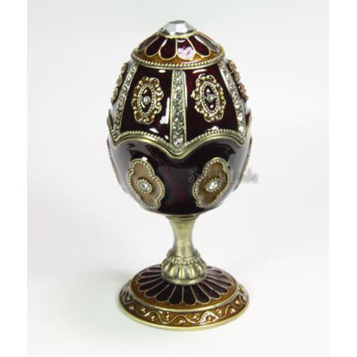 Spieluhren-Schmuck-Ei dunkelrot Spieluhr nach Faberge-Art aus emailiertem Metall