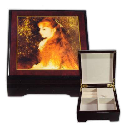 Holz Bildlackschatulle Mademoiselle mit Spieluhr Melodie Image