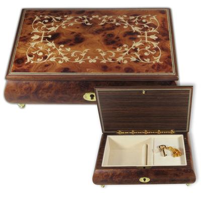 Schmuck-Schatulle Spieluhr Intarsien Motiv Arabesque-Ranken Melodie wählbar Image