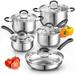 Cook N Home 10-Piece Stainless Steel Pots & Pans Kitchen Cookware Set Stainless Steel in Gray | Wayfair 02408