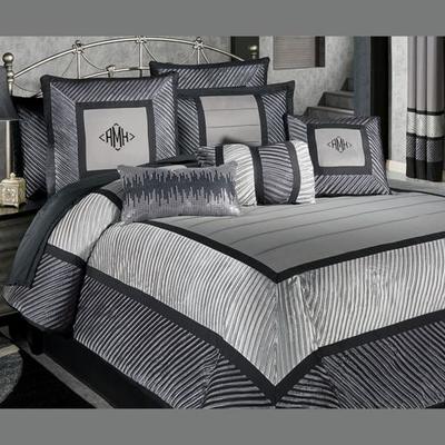 Omega Comforter Set Dark Gray, California King, Da...