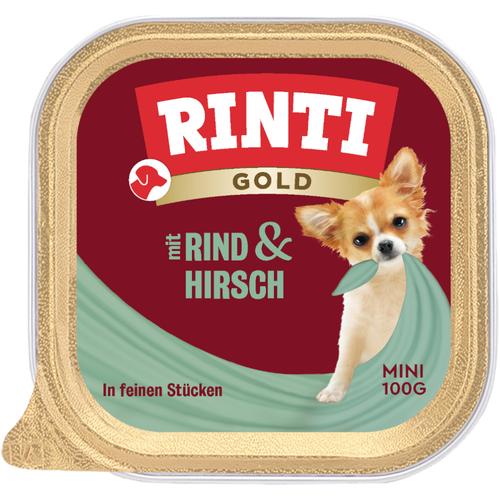 24x100g Gold Mini Hirsch & Rind RINTI Hundefutter nass