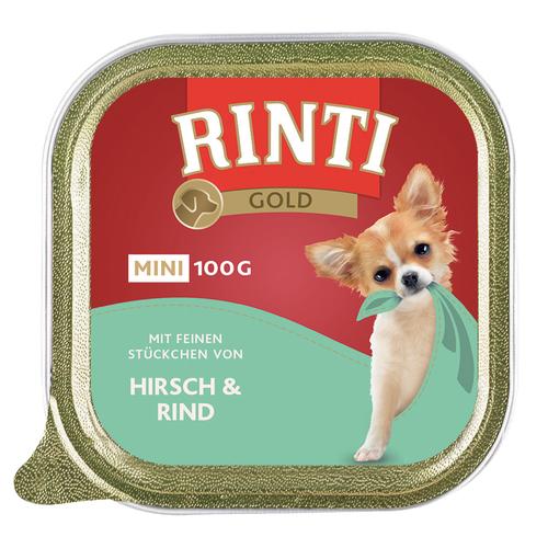 24x100g Gold Mini Hirsch & Rind RINTI Hundefutter nass