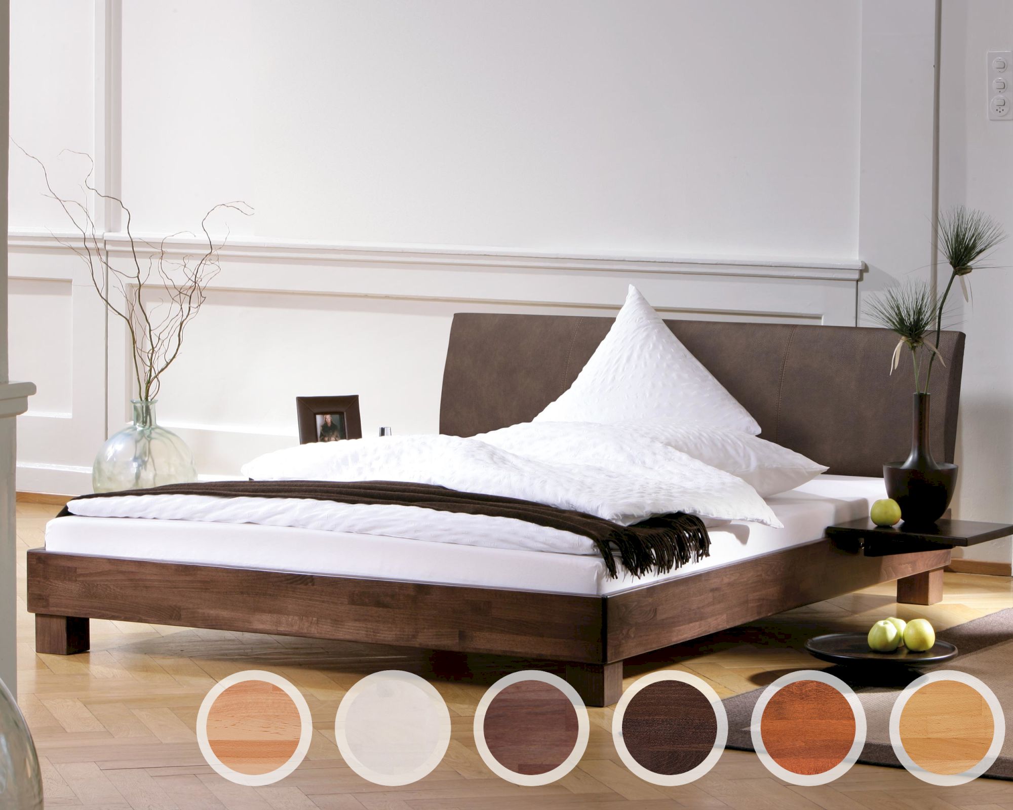 Hasena Wood-Line Massivholzbett Ivio/Lecco 160x200 cm Kernbuche natur