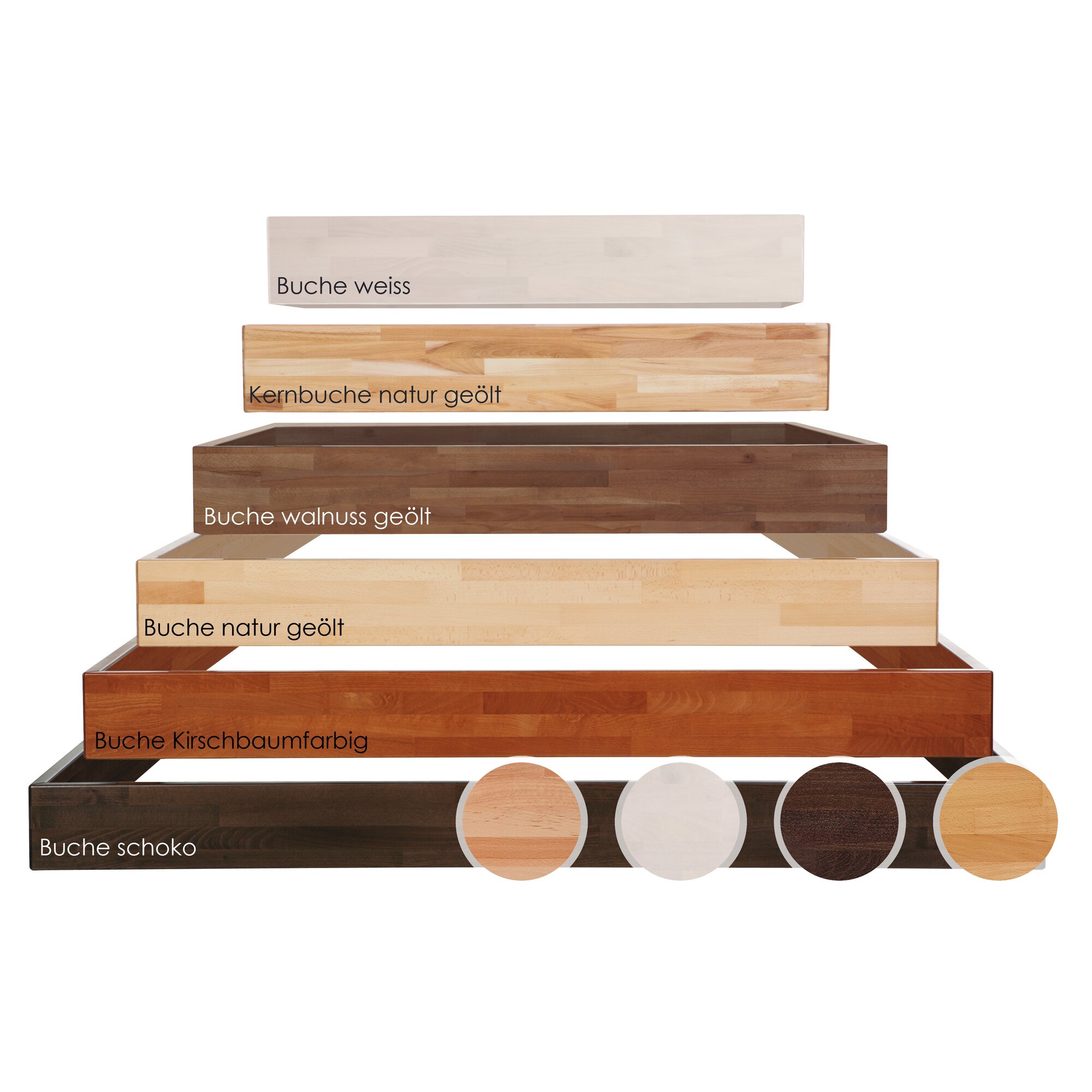 Hasena Wood-Line Massivholz Premium 18 Bettrahmen 160x200 cm / Kernbuche natur, geölt