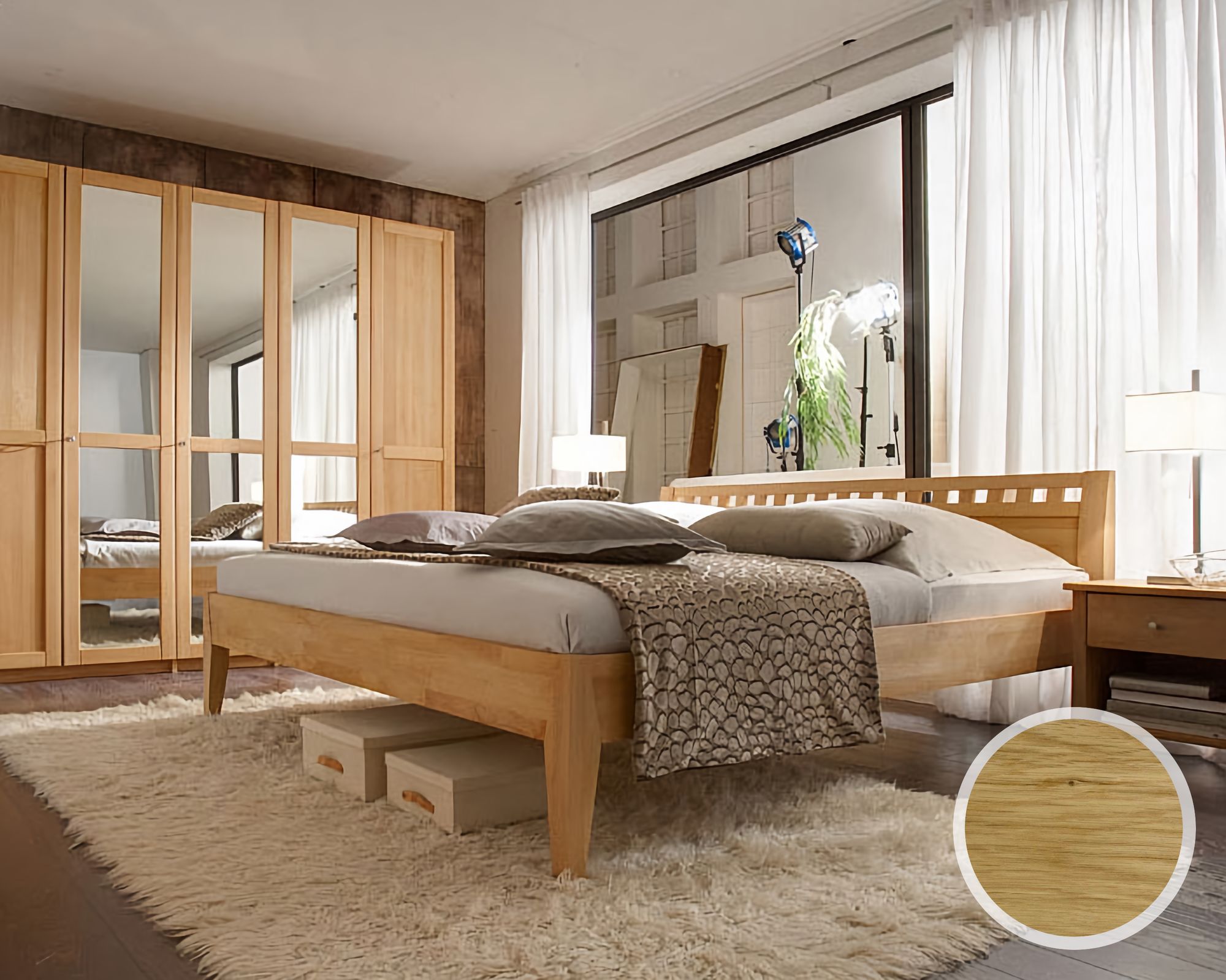 Massivholz »Diana« Bett II 140x200 cm / Wildeiche natur Image