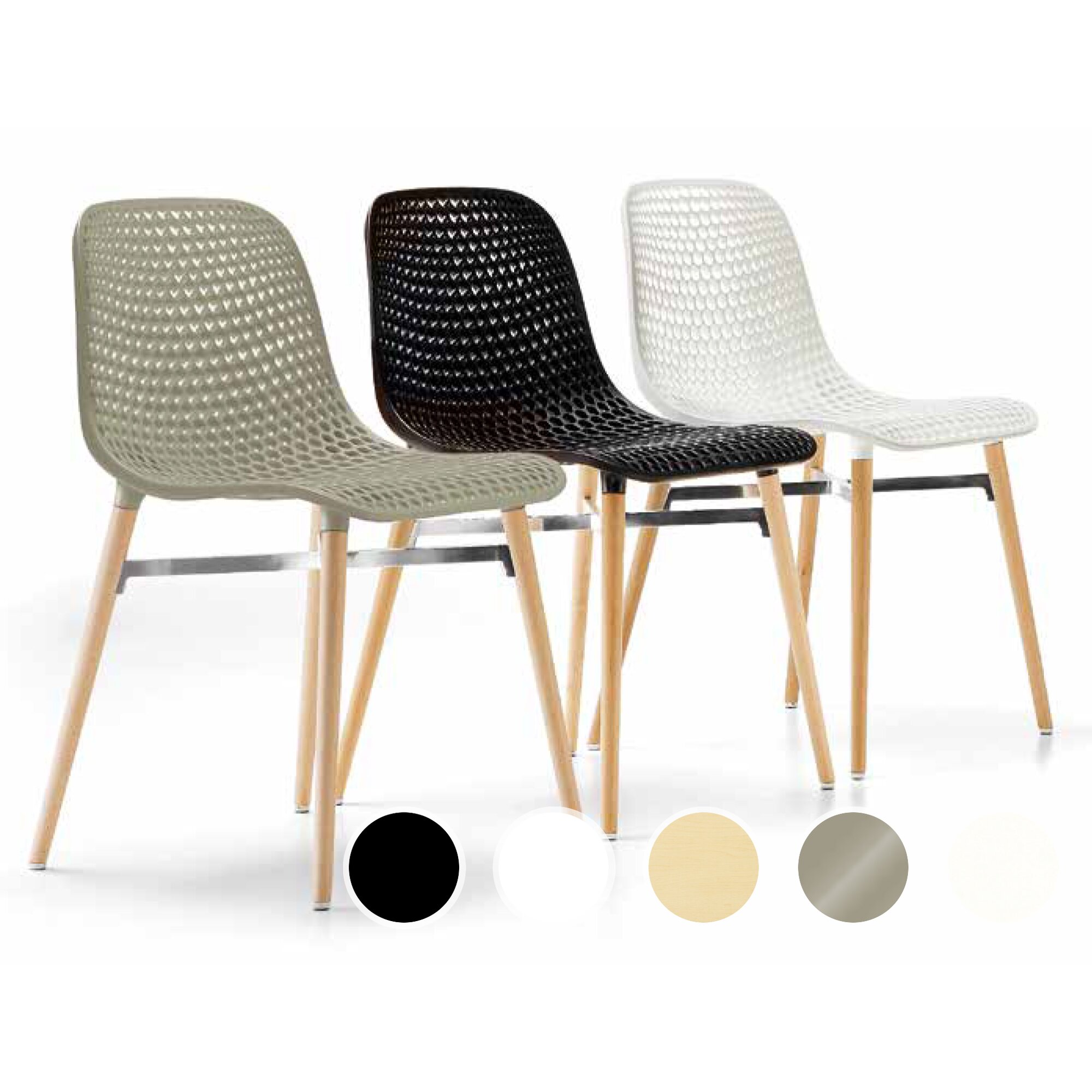 infiniti »NEXT« 4 Legs Designer-Stuhl FGVPN Buche natur / S117 Silizium-Grau