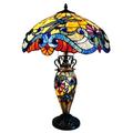 Metal Table Lamp with Mosaic Dragonfly Like Detailings Multicolor