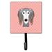 Caroline's Treasures Checkerboard Saluki Leash Holder & Wall Hook Metal in Gray/Pink | 6.25 H x 4.25 W x 0.65 D in | Wayfair BB1229SH4