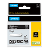 DYMO Rhino Industrial Vinyl Labels 1/2 White Print on Black Tape