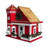 Home Bazaar Holiday Offerings Yuletide Cottage 10 in x 9 in x 9 in Birdhouse Wood in Brown/Red, Size 9.0 H x 7.25 W x 6.5 D in | Wayfair HB-9095CRS