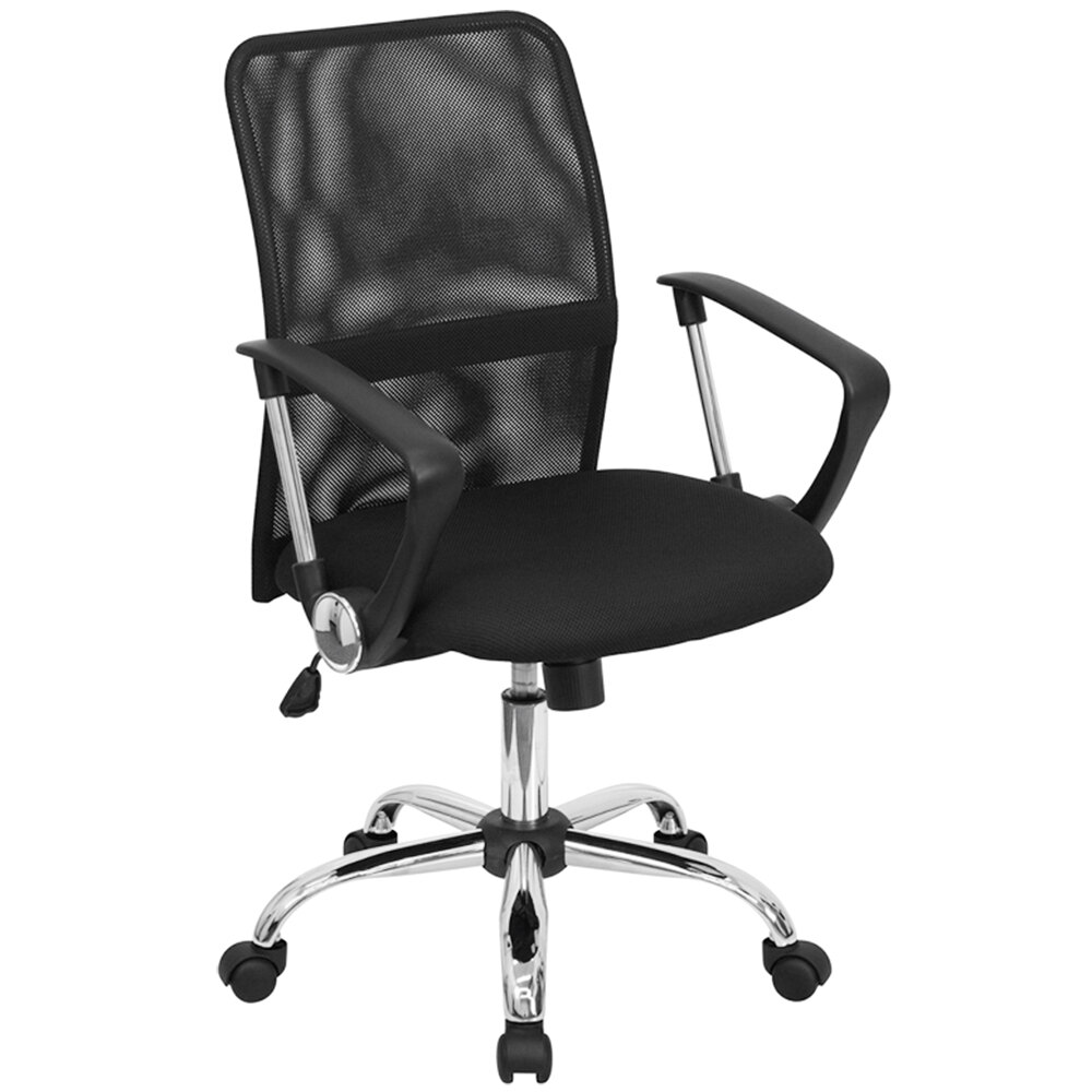 Flash Furniture GO-6057-GG Mid-Back Black Mesh Office / Computer Chair with Chrome Base