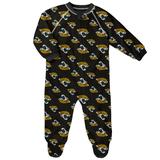 Infant Black Jacksonville Jaguars Piped Raglan Full-Zip Sleeper