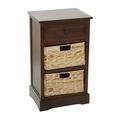 DecMode 16 x 28 Brown Wood 2 Baskets and 1 Drawer Storage Unit 1-Piece