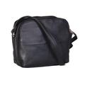 Ladies Real Leather Cross Body Bag Womens Organiser Shoulder Bag 'BARI' BLACK 19x17x9cm