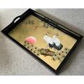 Gold Leaf Tray With Cranes Design, Oriental Chinese Furniture