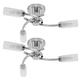 Pair of - Modern 3 Way Spiral Flush Silver Chrome Ceiling Light Fittings with Elegant Clear and Frosted Glass Shades