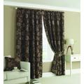 Curtina Belgravia Floral Pencil Pleat Lined Curtains, Chocolate, 90 x 90 Inch