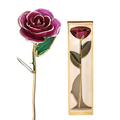 24k Gold Rose, eternal rose Gold Plated Long Stem Green Leaf Forever Rose is Handmade from Real Rose Flower, on Birthday Anniversary Day Mothers Day gifts for mom (Purple) flowers gifts for women