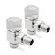 Square Head (Cube) Angled Valve Set (Pair) - Suitable for Installation of your Heated Towel Rail or Radiator onto your central heating system