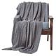 HOMESCAPES Grey Cable Knit Throw 130 x 170 cm Combed Cotton Soft and Cosy Blanket Bed and Sofa Throw For Armchairs and Single Beds