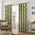 Fusion - Woodland Trees - 100 Percent Cotton Pair of Eyelet Curtains in Green, 168 x 229 cm (Pack of 2)