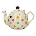 London Pottery Farmhouse Polka Dot Teapot with Infuser, Ceramic, Ivory/Multicolour Polka Dots, 4 Cups (1.2 Litre)
