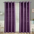 HOMESCAPES Purple Rajput Eyelet Curtain Pair 167cm (66") Wide x 228cm (90") Drop 100% Cotton Ring Top Plain Curtains