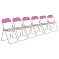 Harbour Housewares Pink/White Padded, Folding, Desk Chair - Pack of 6