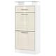 Vladon Loret V2 Shoe Cabinet, Shoe Storage Unit for 8 Pairs of Shoes with 2 Drop-Down Doors and 1 Drawer and Glass Shelf, White matt/Cream High Gloss (46 x 104 x 23 cm)
