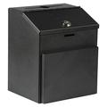 Suggestion Box with Lock for Wall Mount or Tabletop Use, Locking Hinged Lid, Metal Ballot Box with Pocket for Donation Forms or Envelopes (Not Included), Black