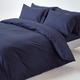 HOMESCAPES Navy Blue Pure Egyptian Cotton Duvet Cover Set Double 200 TC 400 Thread Count Equivalent 2 Pillowcases Included Quilt Cover Bedding Set