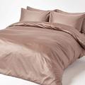 HOMESCAPES Brown Organic Cotton Duvet Cover Set Double 400TC 600 Thread Count Equivalent Quilt Cover Bedding Set 2 Pillowcases Included