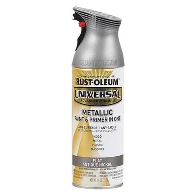 RUST-OLEUM 271474 Spray Paint, Antique Nickel, Flat Metallic, Solvent, 11 oz