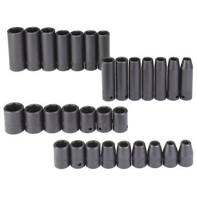 PROTO J74306 1/2 in Drive Impact Socket Set Metric 30 Pieces 8 to 24 mm , Black
