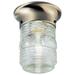 1-Light Antique Brass Steel Flush-Mount Exterior Lantern With Clear Glass
