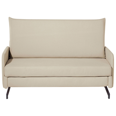 Sofa Beige Polsterbezug 2-Sitzer Schlaffunktion Klassisch Modern Wohnzimmer