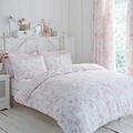 Pink White Floral Reversible Polycotton Duvet Cover Set or Curtains or Extra Pillow Cases (King Size Duvet Set)