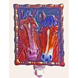 Continental Art Center 2 Horse Faces Night Light Glass/Metal in Blue/Indigo/Orange | 6 H x 6 W x 2 D in | Wayfair NL9602