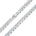 Bling Jewelry Men's 6.5 Thick Heavy Solid Franco Square Chain Link Necklace For Men Greek Key Design For Men .925 Sterling Silver 20" Inch Made In Italy