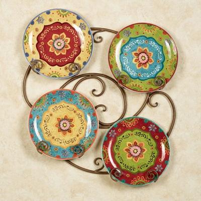 Tunisian Sunset Dinner Plates Multi Jewel Set of Four, Set of Four, Multi Jewel