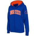 Women's Stadium Athletic Royal Boise State Broncos Arched Name Full-Zip Hoodie